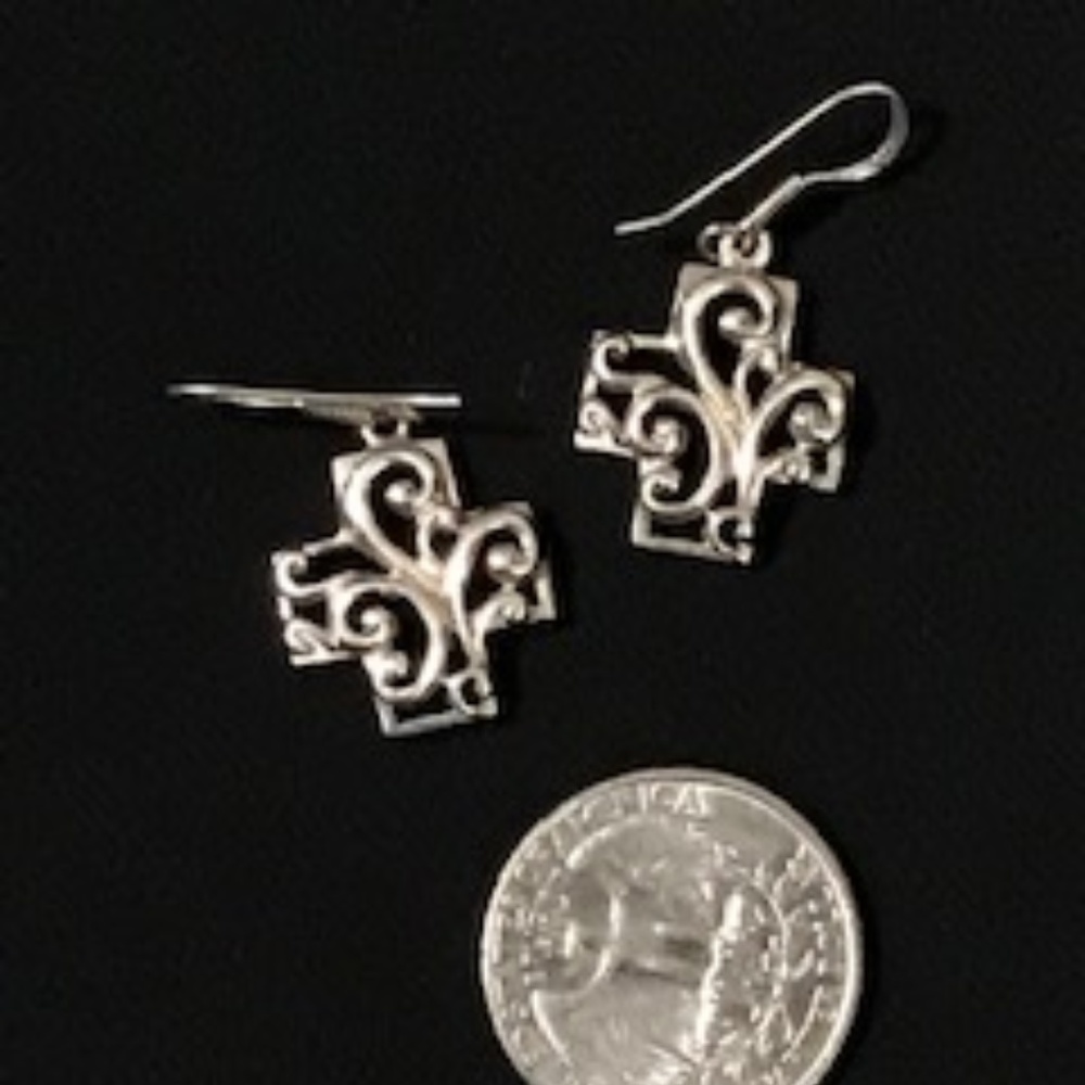 Vintage Sterling Silver Cross Earrings